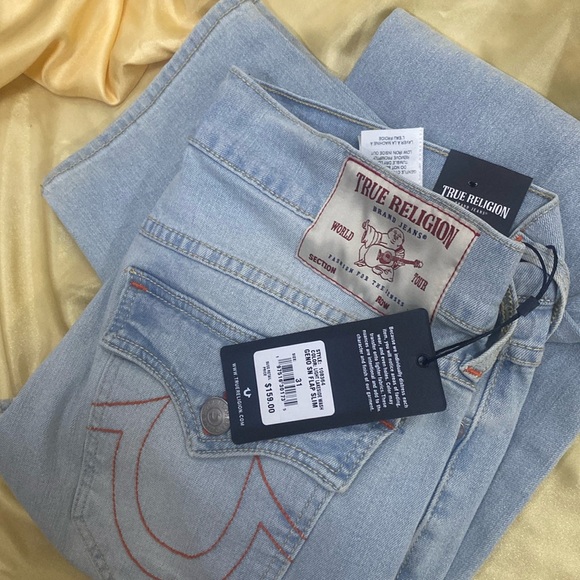NWT TRUE RELIGION brand jeans light lakeside wash GENO SN FLAP